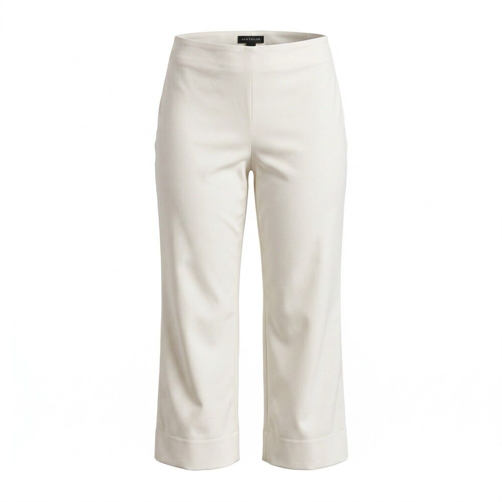 NWT Ann Taylor Factory White Side Zip Stretch Cotton Capri Cropped Pants Size 10